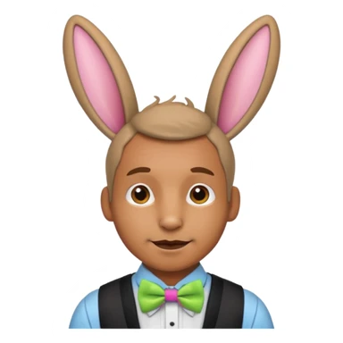 Rabbit ears and colorful bowtie wearring man sticker