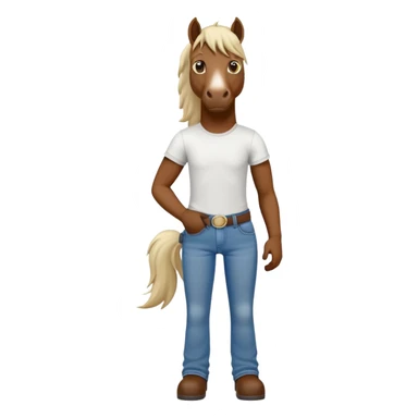 friendly anthropomorphised stallion in jeans and a t-shirt, standard pose sticker