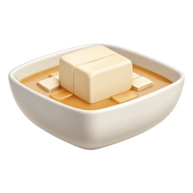 Cinematic Realistic Silken Tofu Dish Emoji, depicted as soft, smooth tofu in a delicate sauce rendered with lifelike detail and gentle, natural lighting. sticker