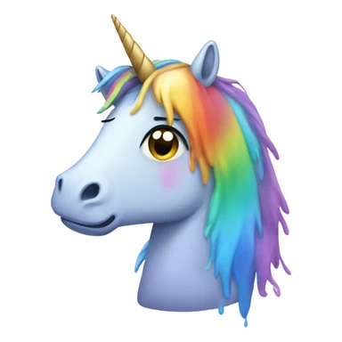 Sad unicorn crying rainbow tears sticker
