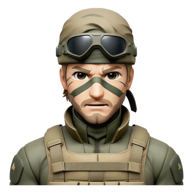 Cinematic Realistic Metal Gear Solid Snake Soldier Portrait, head tilted dramatically with an exaggeratedly amused expression, blending stealthy seriousness with a touch of unexpected humor. His rugged features, set against intricately detailed tactical gear in muted earth tones, are rendered with lifelike texture and dynamic lighting, high shine, dramatic yet whimsical, capturing the essence of a soldier whose epic covert skills are matched by a playful, irreverent spark. sticker
