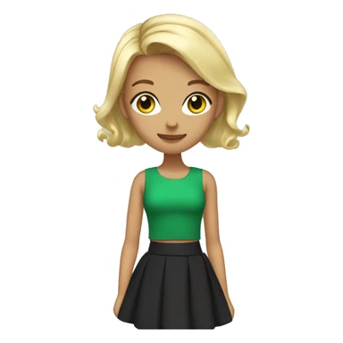 girl with earrings black skirt blonde hair and green top  sticker