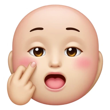 Cute blushed iphone emoji finger inside mouth sticker