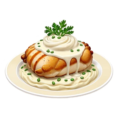 chicken with alfredo sauce and mashed potatoes sticker