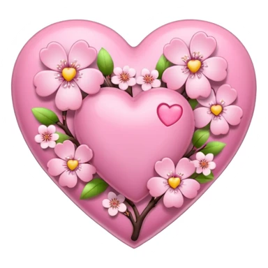 heart with sakura and pink silver accents sticker
