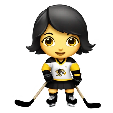 Baby girl playing ice hockey in black and white and yellow dress sticker
