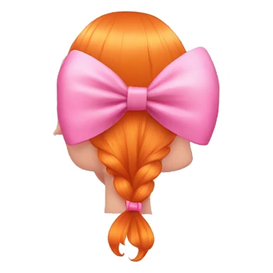 orange hair from behind with a pink bow sticker