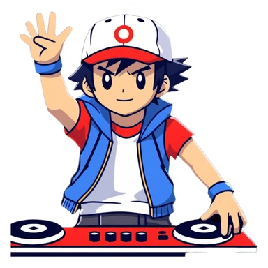 Hot handsome 6ft ash ketchum being a zoom dj sticker