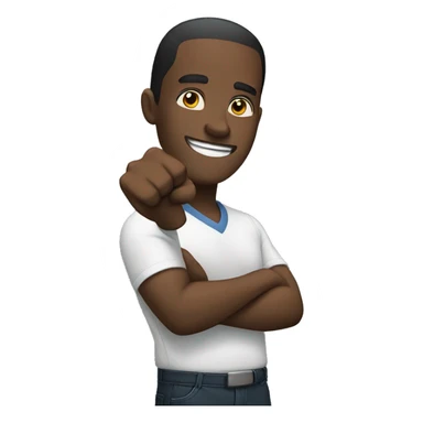 black man putting fist up cheering sticker