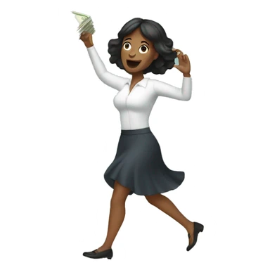 A woman throwing money sticker