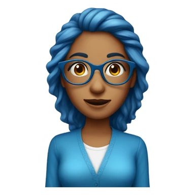 Mujer pelo rojo con lentes y blusa azul muy feliz sticker