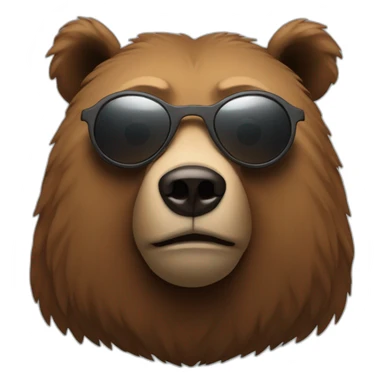 humanoid brown bear with round sunglasses looking left sticker