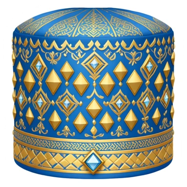 Samarkand style doppa hat with diamond patterns in blue and gold sticker