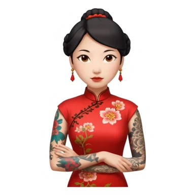 ancient chinese woman with tatooed and cheongsam sticker