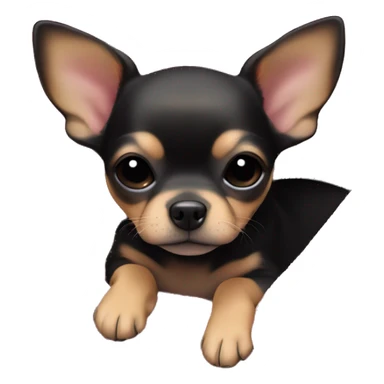 black & tan chihuahua puppy sleeping with a pink blanket  sticker