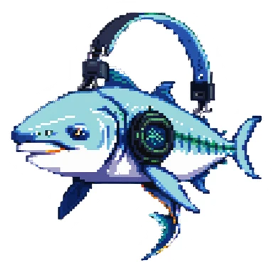 remora fish with a headset, IT support theme sticker