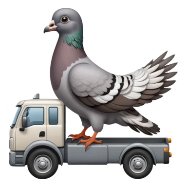 Pigeon is driving a lorry sticker