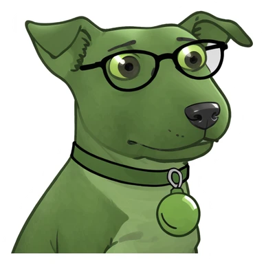 Dog wearing a golfie sticker