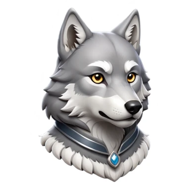 cinematic-noble-wolf-portrait-emoji,-poised-and-regal,-with-a-strong,-lean-build-and-a-sleek,-well-groomed-fur-of-grey-and-white,-deep-set-soulful-piercing-eyes,-simplified-yet-sharp-and-sophisticated-features,-highly-detailed,-full-body, zoomed out showing shoulders sticker