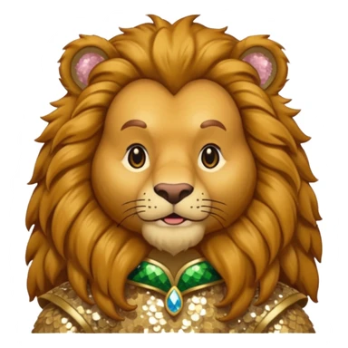 Brrr, the Cowardly Lion from The Wizard of Oz with golden brown fur, cream sequin outfit sticker
