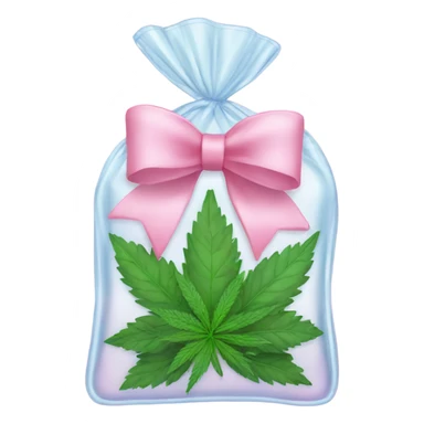 Clear bag with cbd in it tied with baby pink bow sticker