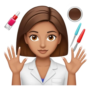 A nail stylist who has brown hair and brown  eyes sticker