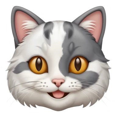 A cat grey patches and white fur smiling sticker