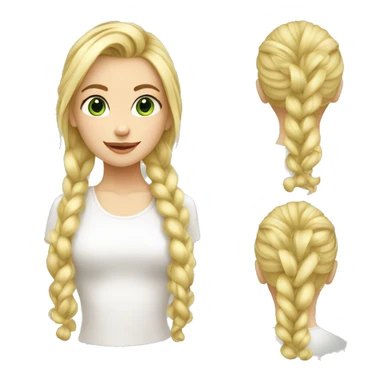 fille blonde avec tresses avec des yeux verts  sticker