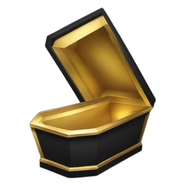 black coffin filled inside gold sticker
