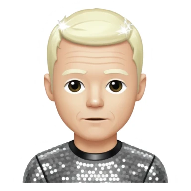 Jimmy Somerville with platinum blonde hair, silver sequin outfit sticker