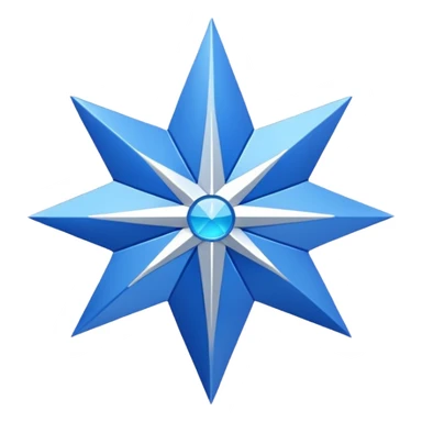 20 uçlu mavi yışdız ortasında beyaz tik sticker