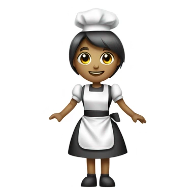 Robot wearing a maid apron sticker