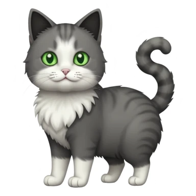 full body half dark grey and half white cat with white front legs sticker