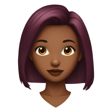 burgundy Red straight hair black girl with lashes sticker