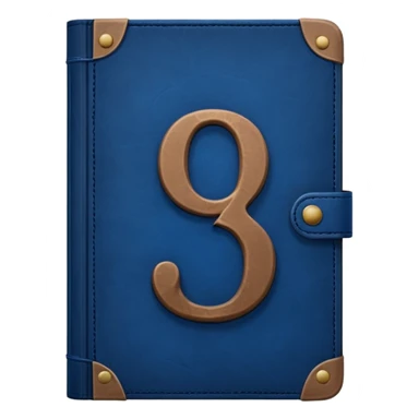 Dark blue book with a number "9" in the cover sticker