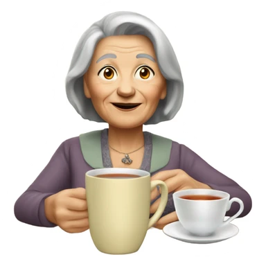 Younger Old lady with a China cup of hot tea sticker