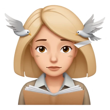 tired woman with flying papers around her sticker