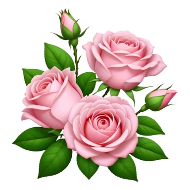 bouquet Soft Pink Tea Rose, luxuriant, leaf, bud sticker