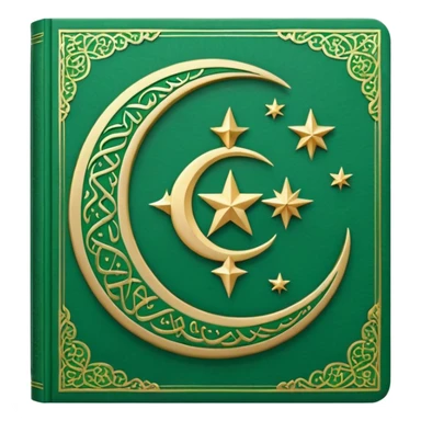 Closed Quran with the Islamic Symbol on it (moon and star) green from left to right sticker
