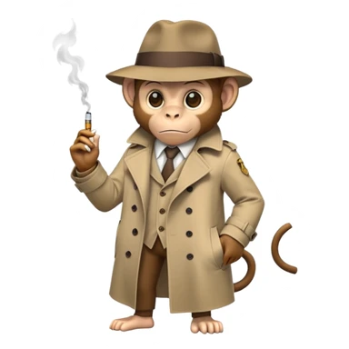 Monkey detective wearing black smoking cigarette sticker