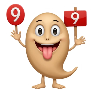 A school that has the number 9 on top of it's eyes holding a sign with the number 9 on the sign with a mouth sticking out his tongue with legs and arms with him being happy full of joy sticker