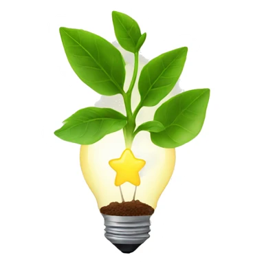 a plant with an idea lightbulb sticker