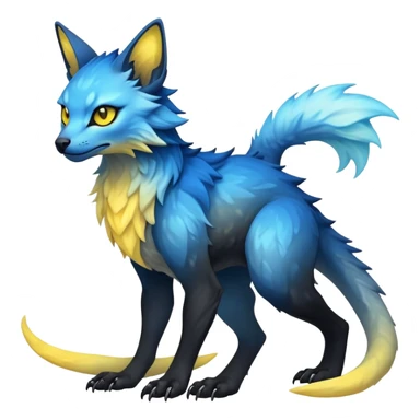  Cool Edgy blue-yellow-black-gradient ethereal badass Fionbri-Vernid-Trico-animal-creature full body  sticker
