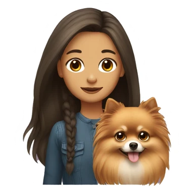Girl with long hair and pomeranian  sticker
