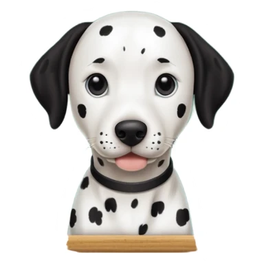 Dalmatian, in the background a green school board in a wooden frame sticker