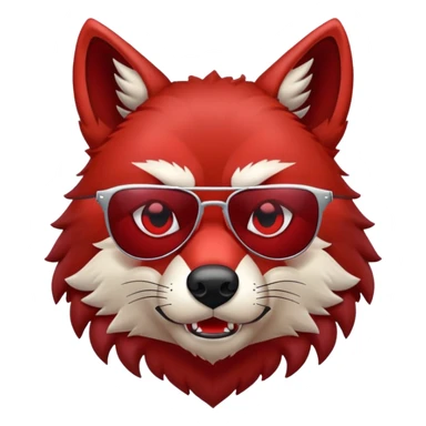 Evil Scary Red Wolf scowling frowning wearing sunglasses sticker