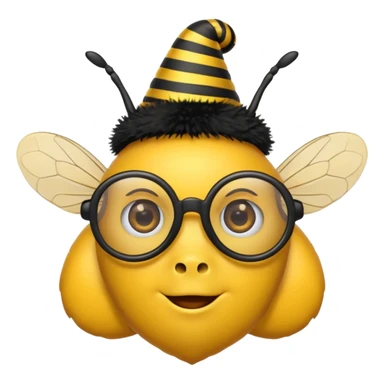 party hat bee with glasses sticker