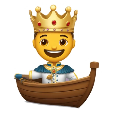 Chico con corona de rey montado en una lancha  sticker