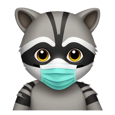 Raccoon with a face mask waving sticker