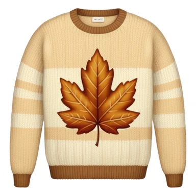 cream sweater with a leaf on it sticker